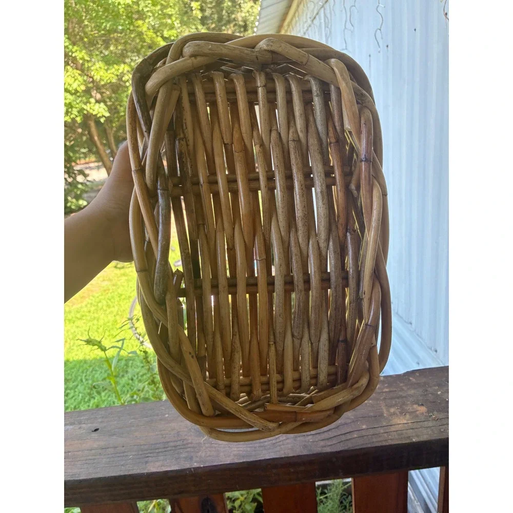 Unbranded Wicker Basket Home OS Brown Excellent Thick Chunky Weave Rattan Bin